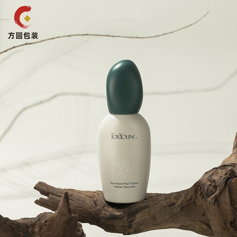 上新定制款创意包装石头盖绿色精华液粉底瓶包材乳液瓶化妆品图2