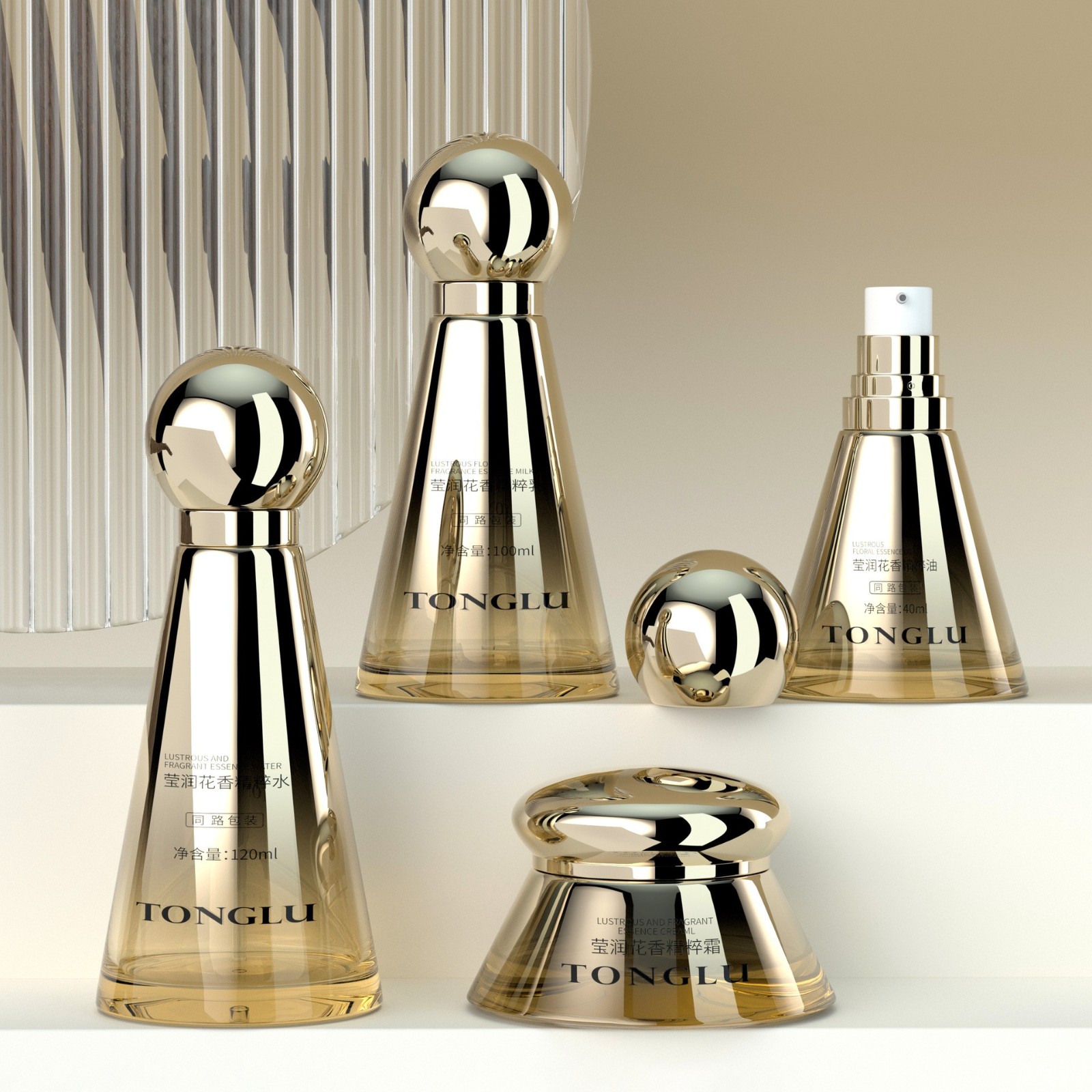 新款化妆品玻璃瓶套装包材120ml乳液精华玻璃瓶50g膏霜瓶厂家图5