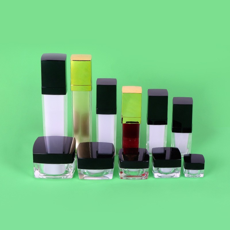 四方双层亚克力套装分装瓶 水乳套装分装瓶乳液膏霜瓶护肤品包装