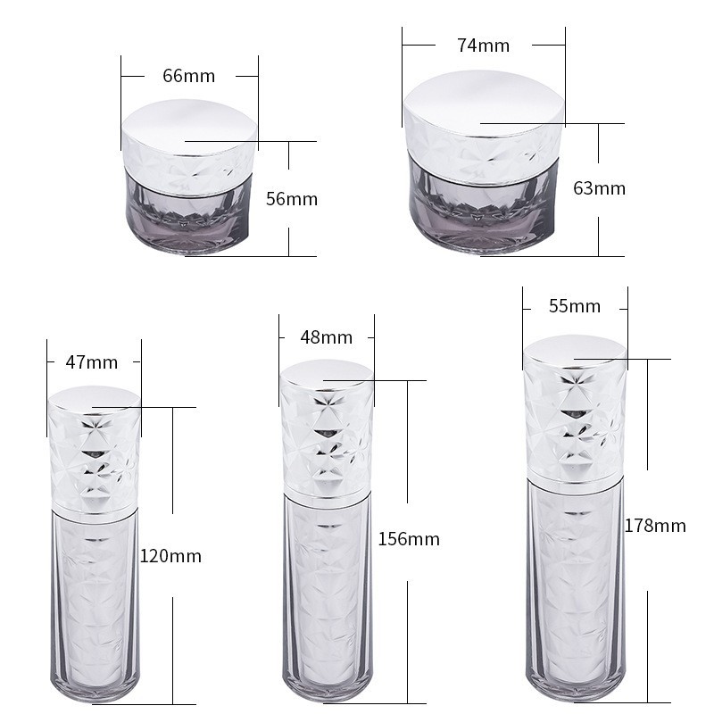 厂家高端亚克力棱角钻石套装瓶 30g50g膏霜30ml50ml100ml乳液图3