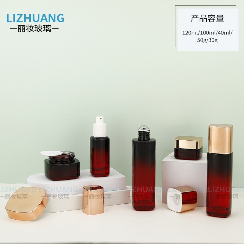 工厂乳液瓶按压喷头便携化妆品玻璃瓶乳液瓶香水分装瓶玻璃膏霜瓶图2