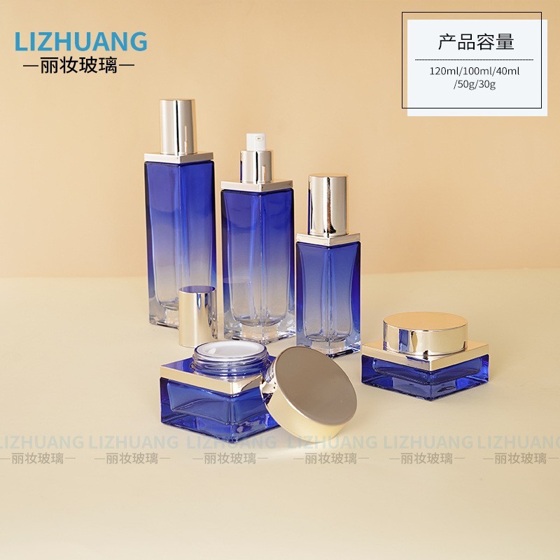 化妆品套装玻璃瓶按压式精华瓶面霜膏霜瓶乳液香水分装瓶图4