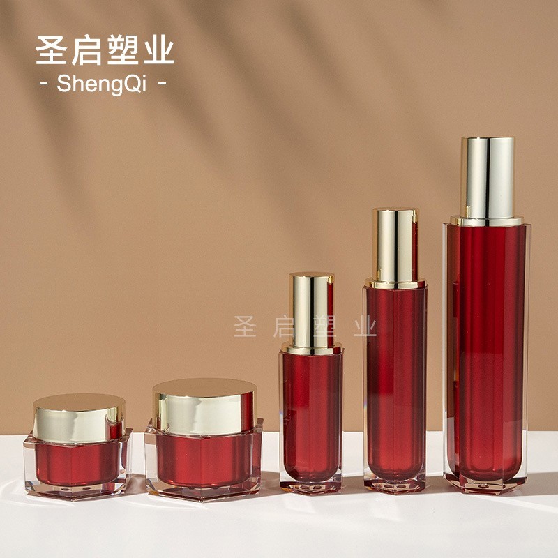 OEM亚克力六角膏霜瓶 定制30/50/100ml乳液精华按压喷雾瓶套装图2