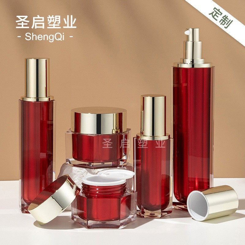 OEM亚克力六角膏霜瓶 定制30/50/100ml乳液精华按压喷雾瓶套装图4