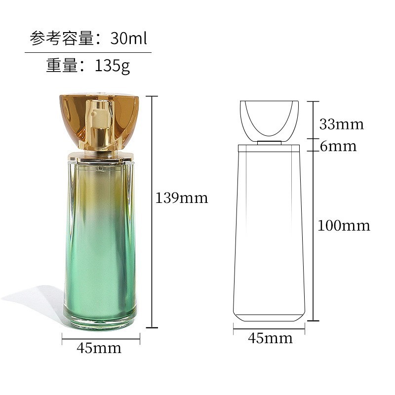 工厂定制小金人绿紫金色水乳瓶 喷色双层鸡嘴泵隔离霜美颜霜乳液图3