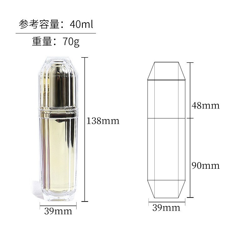 工厂定制小金人绿紫金色水乳瓶 喷色双层鸡嘴泵隔离霜美颜霜乳液图4