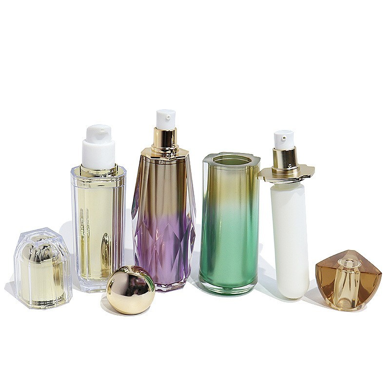 工厂定制小金人绿紫金色水乳瓶 喷色双层鸡嘴泵隔离霜美颜霜乳液图5