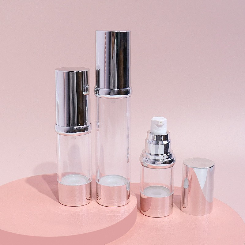 工厂定制20/50ml电镀盖透明瓶身鸭嘴泵护手霜护肤瓶乳液瓶OEM包材