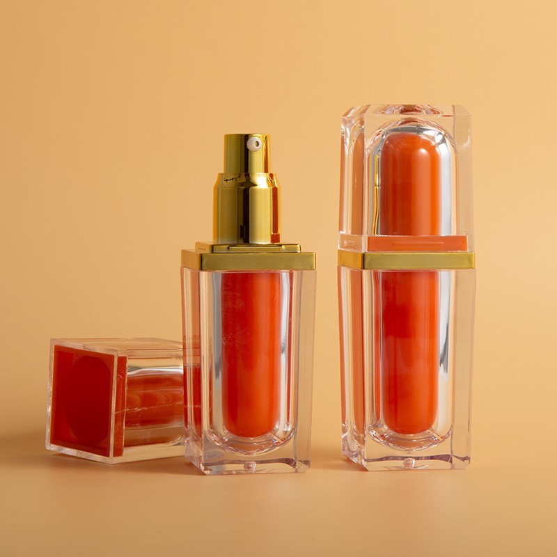 OEM定制30g水乳瓶四方水晶瓶双层亚克力乳液瓶护肤品瓶补水喷雾瓶