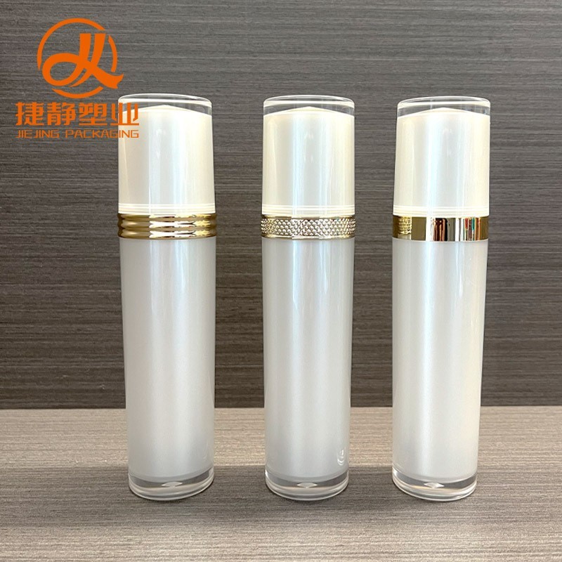 高端亚克力直圆瓶 白色按压乳液瓶精华瓶 化妆品包材分瓶