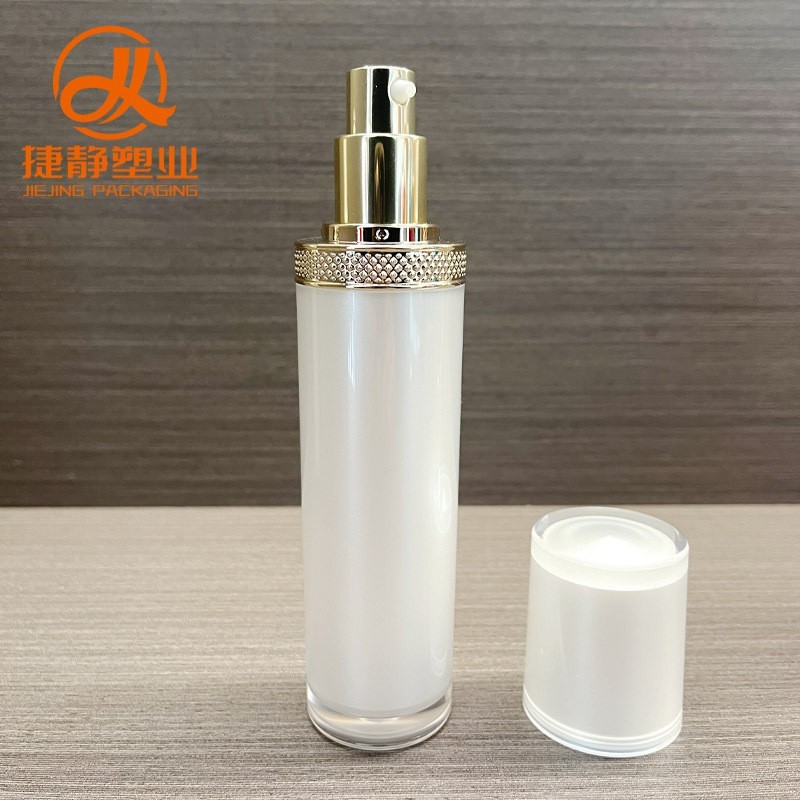 高端亚克力直圆瓶 白色按压乳液瓶精华瓶 化妆品包材分瓶图4