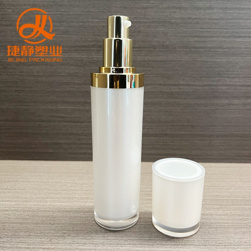 高端亚克力直圆瓶 白色按压乳液瓶精华瓶 化妆品包材分瓶图3