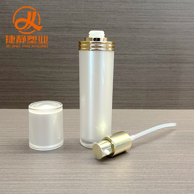 高端亚克力直圆瓶 白色按压乳液瓶精华瓶 化妆品包材分瓶图2