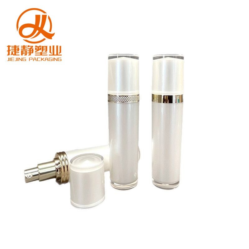 高端亚克力直圆瓶 白色按压乳液瓶精华瓶 化妆品包材分瓶图5
