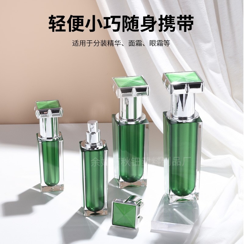 新款120ml亚克力高盖四方乳液瓶化妆品套装分装瓶