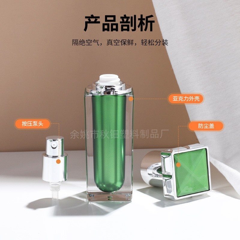 新款120ml亚克力高盖四方乳液瓶化妆品套装分装瓶图2
