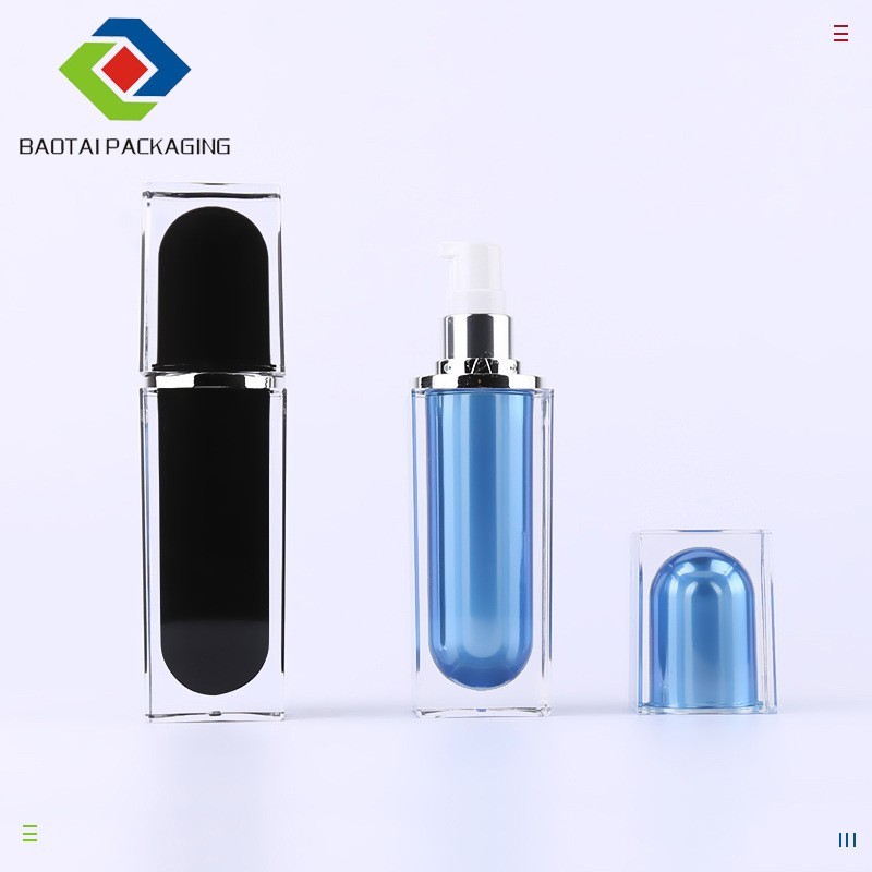 40ml60ml化妆品蓝色套装瓶 方形亚克力乳液瓶 护肤品