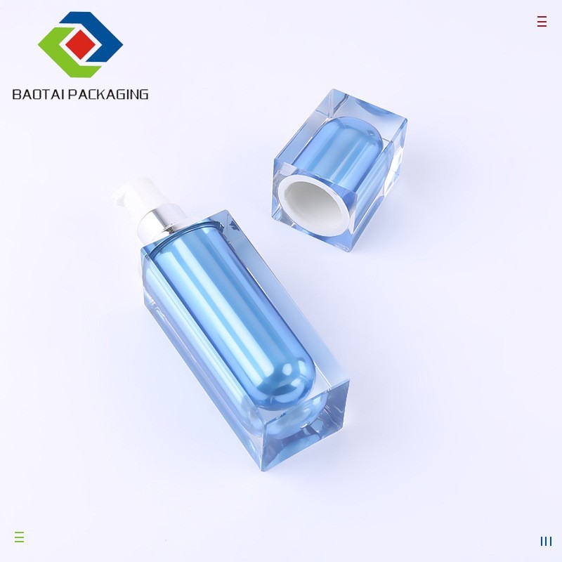 40ml60ml化妆品蓝色套装瓶 方形亚克力乳液瓶 护肤品图4