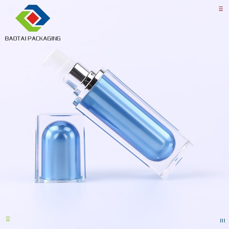 40ml60ml化妆品蓝色套装瓶 方形亚克力乳液瓶 护肤品图2