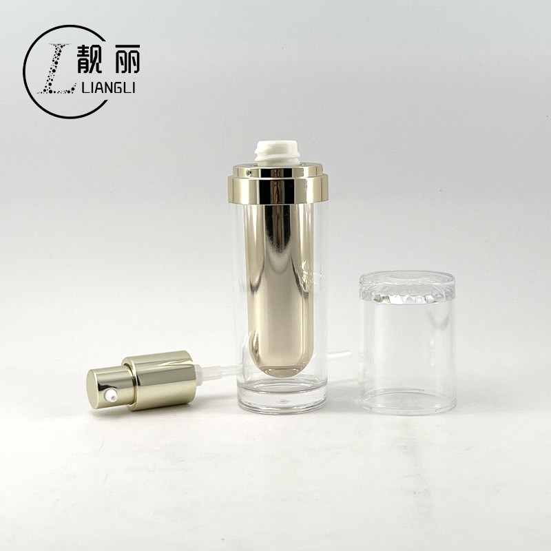 高档亚克力厚底水滴瓶透明按压乳液瓶化妆品瓶包材图4