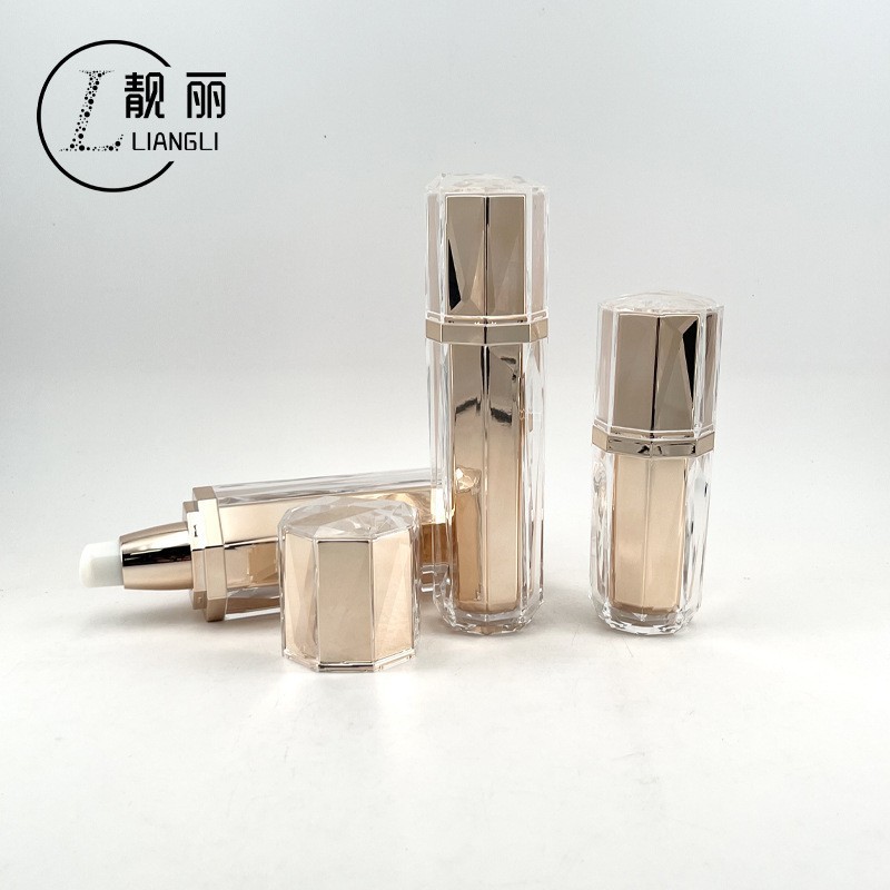 亚克力厚壁百角瓶30ml乳液瓶多面多棱角护肤品包材图3