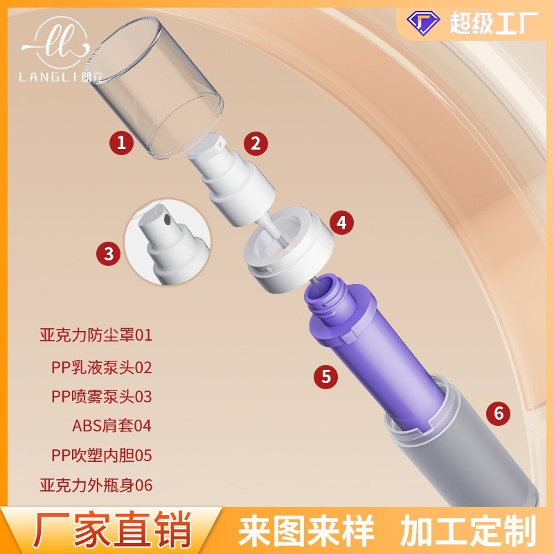 30ml乳液瓶按压式旅行分装瓶30毫升紫色内胆喷雾瓶 粉底液瓶图2