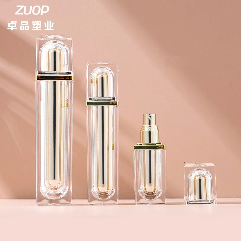 亚克力四方瓶电镀金色分装瓶化妆瓶乳液瓶精华喷雾按压瓶