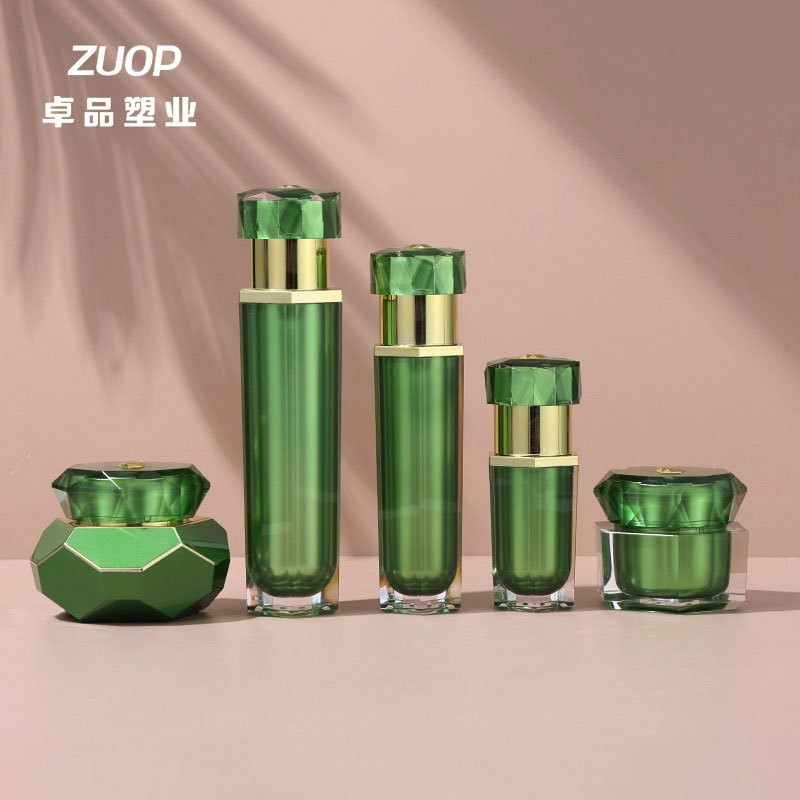 亚克力六角花盖膏霜瓶乳液瓶多规格绿色化妆品分装瓶图2
