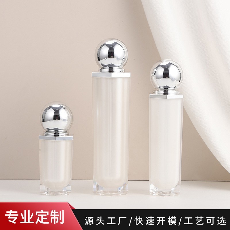 持定制白色亚克力瓶 六角乳液精油喷雾瓶粉底液护肤品瓶