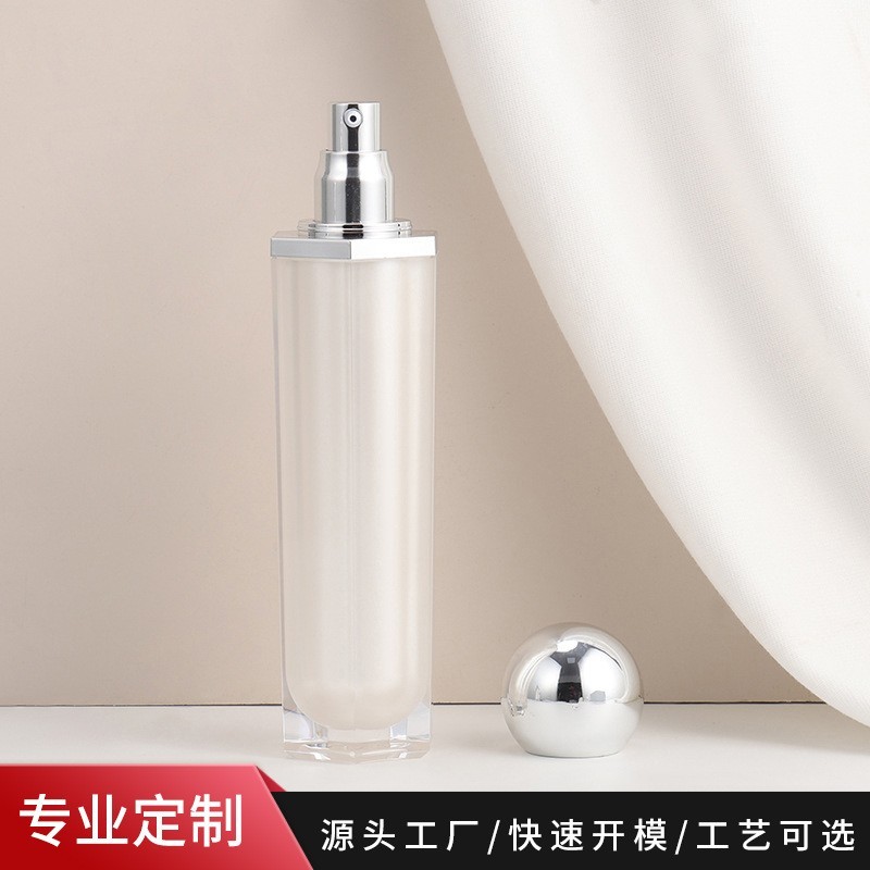 持定制白色亚克力瓶 六角乳液精油喷雾瓶粉底液护肤品瓶图2