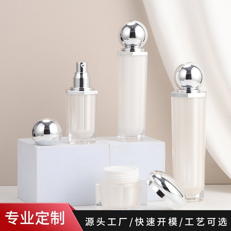 持定制白色亚克力瓶 六角乳液精油喷雾瓶粉底液护肤品瓶图3