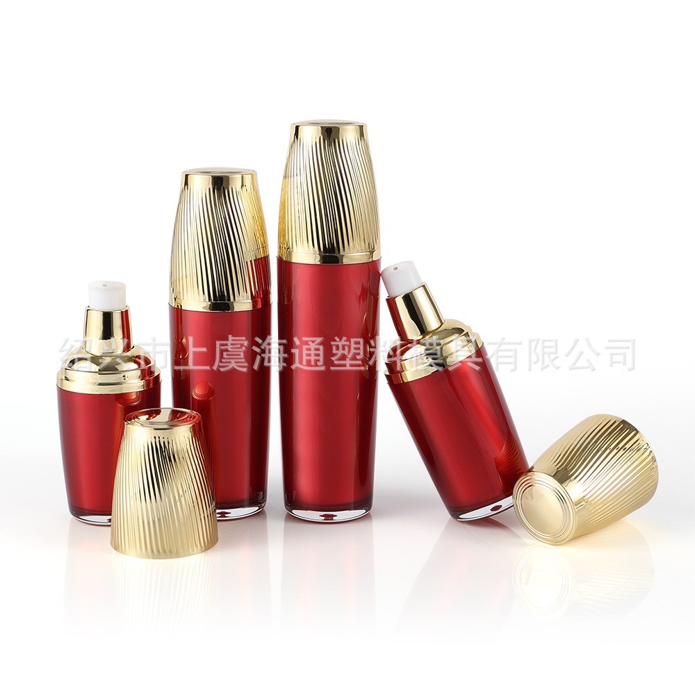 100/130化妆品瓶螺纹盖韩式鸭嘴乳液瓶 螺纹盖红色套系