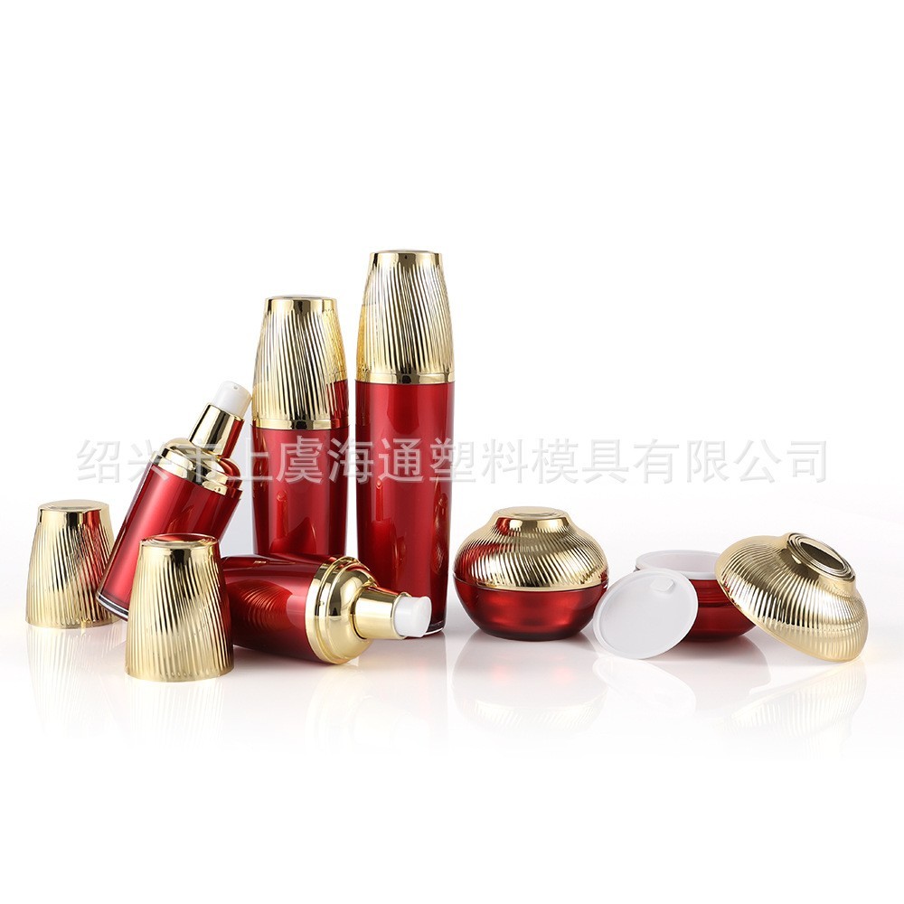 100/130化妆品瓶螺纹盖韩式鸭嘴乳液瓶 螺纹盖红色套系图3