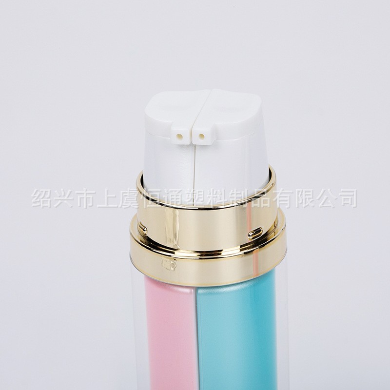 双管乳液系列化妆品塑料瓶 亮金按压式亚克力精华乳液瓶图4