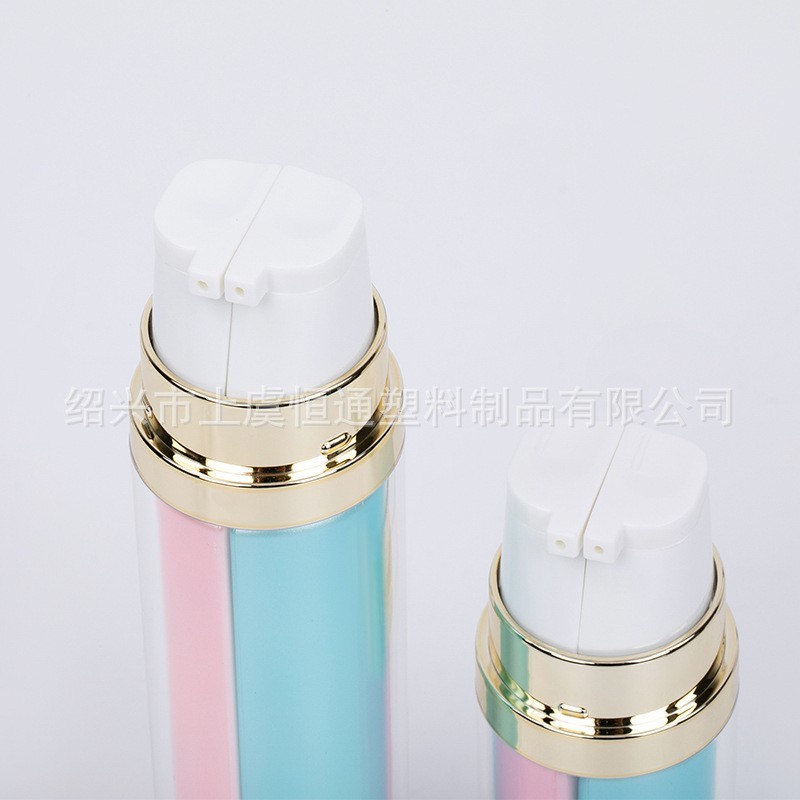 双管乳液系列化妆品塑料瓶 亮金按压式亚克力精华乳液瓶图2
