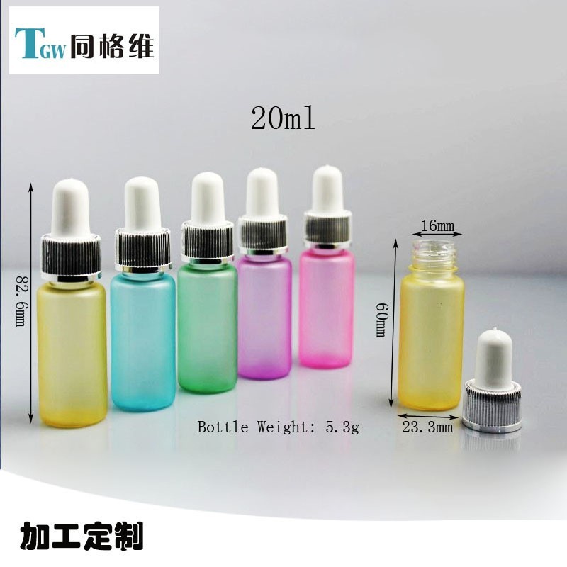 塑料滴管瓶 厂家OEM 10ML-20ML磨砂滴管瓶 彩色pet塑料精油瓶图5