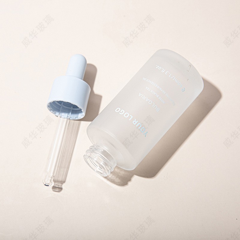 20ml30ml50ml蒙砂平肩玻璃精油瓶 滴管玻璃精华液瓶 原液瓶图4