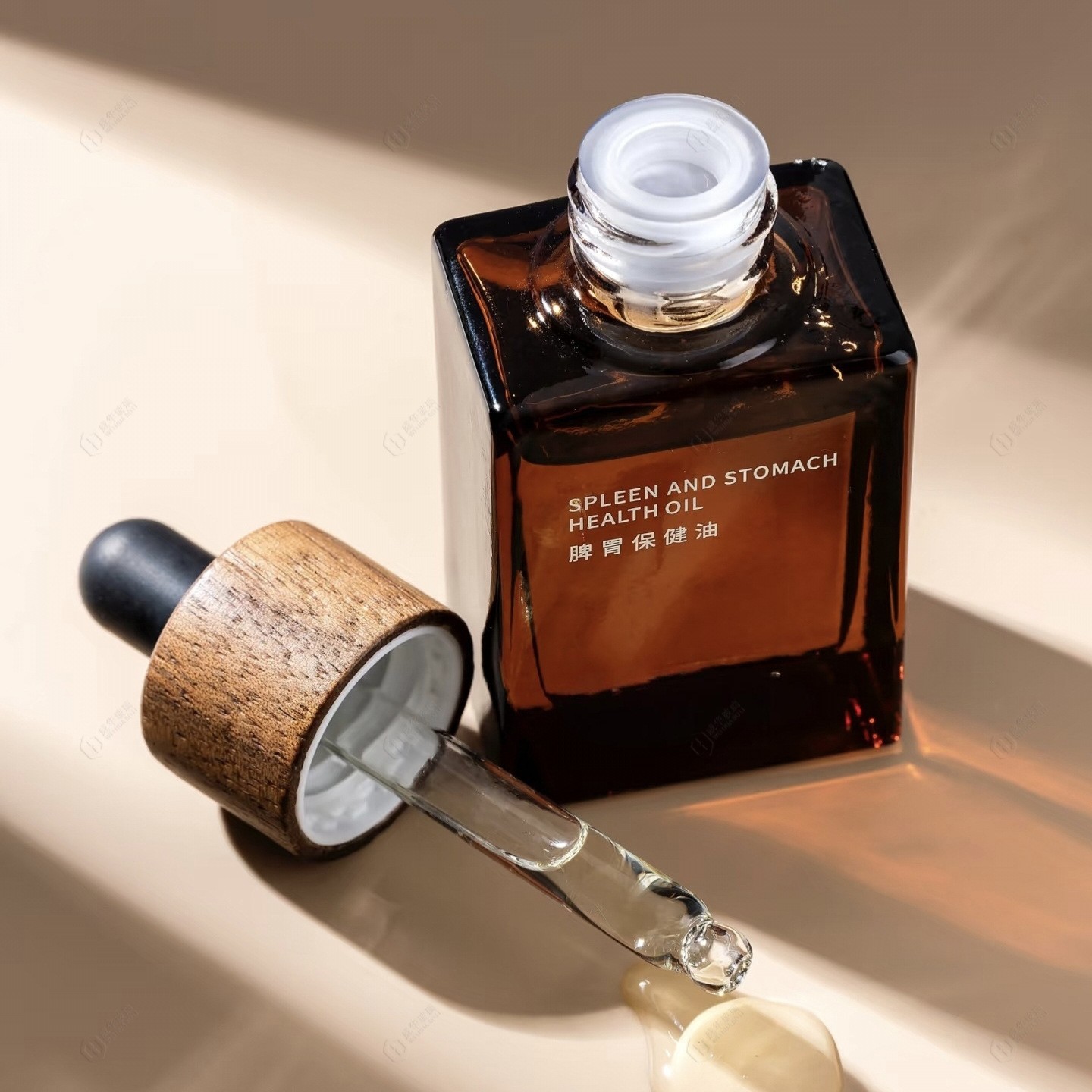 定制 30ml扁方透明玻璃精油瓶 精华液瓶 滴管瓶 原液瓶 茶色滴管图2