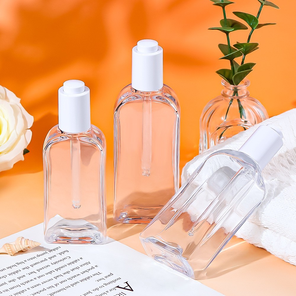100ml透明扁方形精油瓶 petg厚壁精华液瓶 120ml150ml香水分装瓶