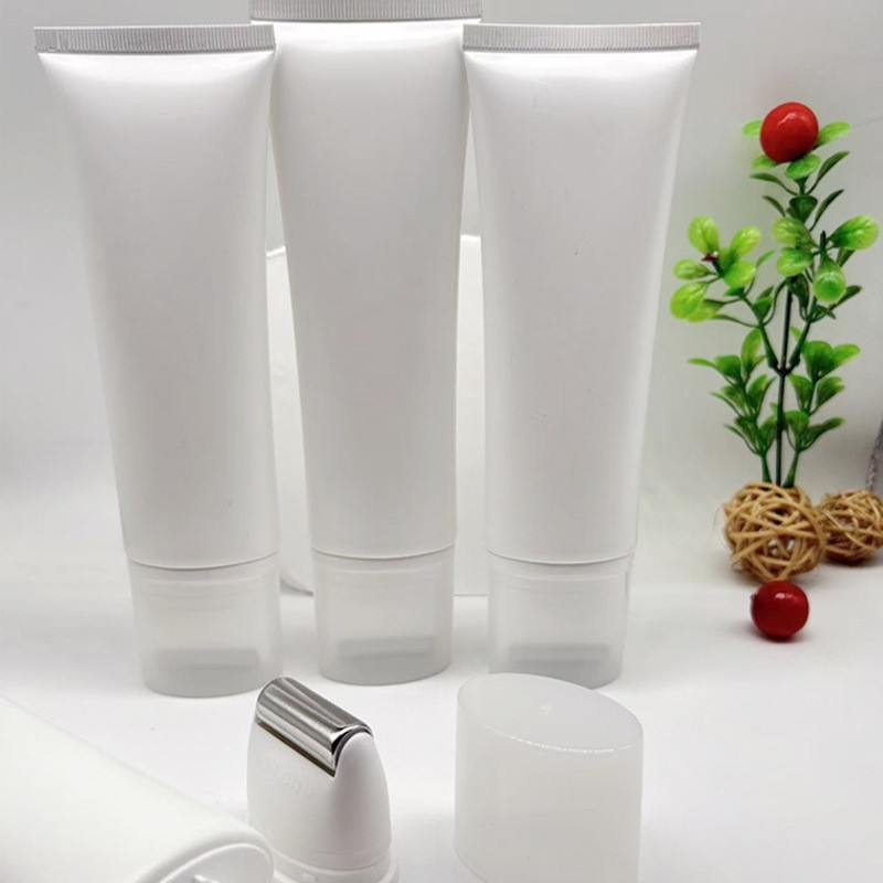 颈部滚轮按摩头按摩乳包装软管瓶螺旋口白色化妆品小样瓶源头厂家图2