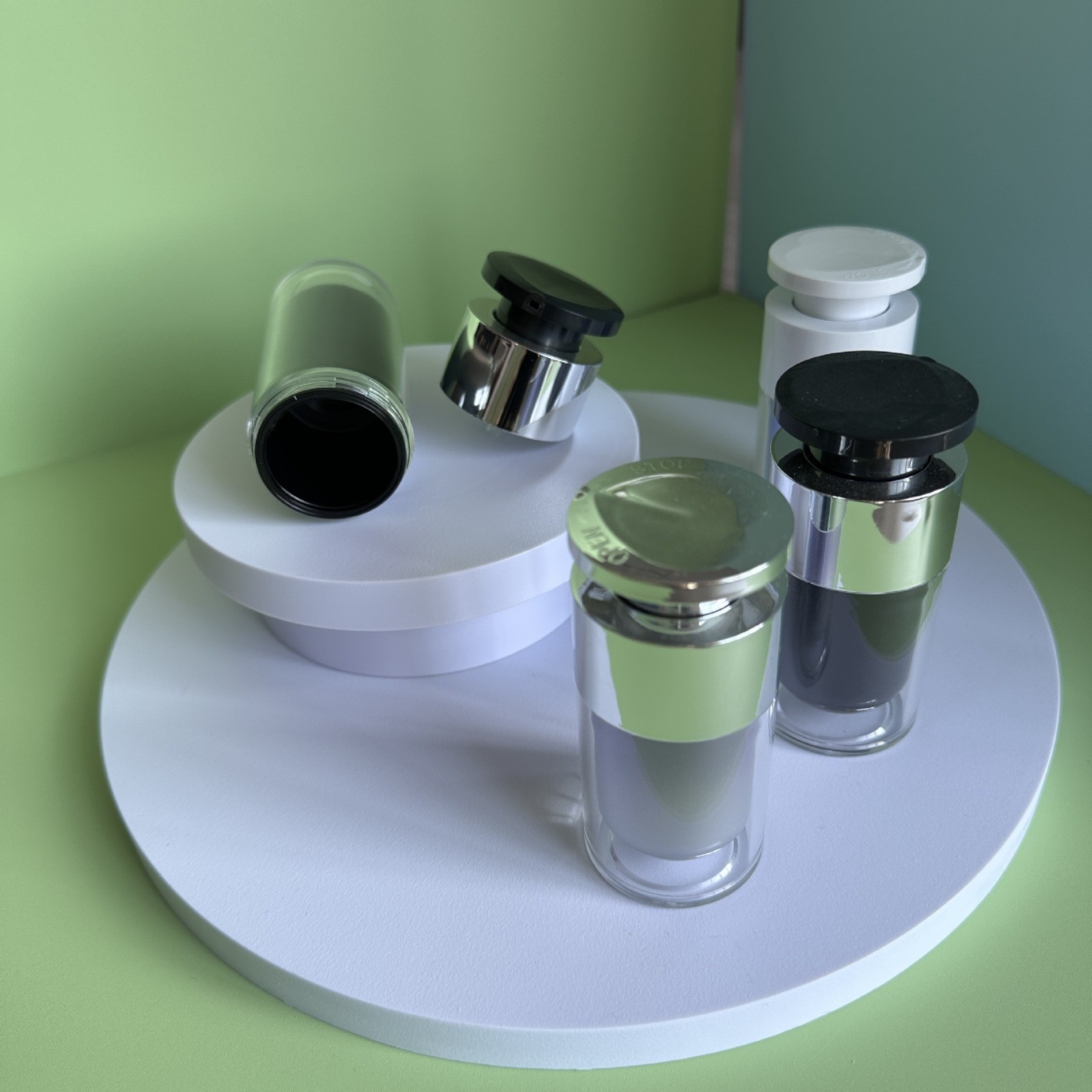 韩版亚克力双层左右锁头真空瓶精华液瓶高 妆品包装瓶精华水乳瓶图2