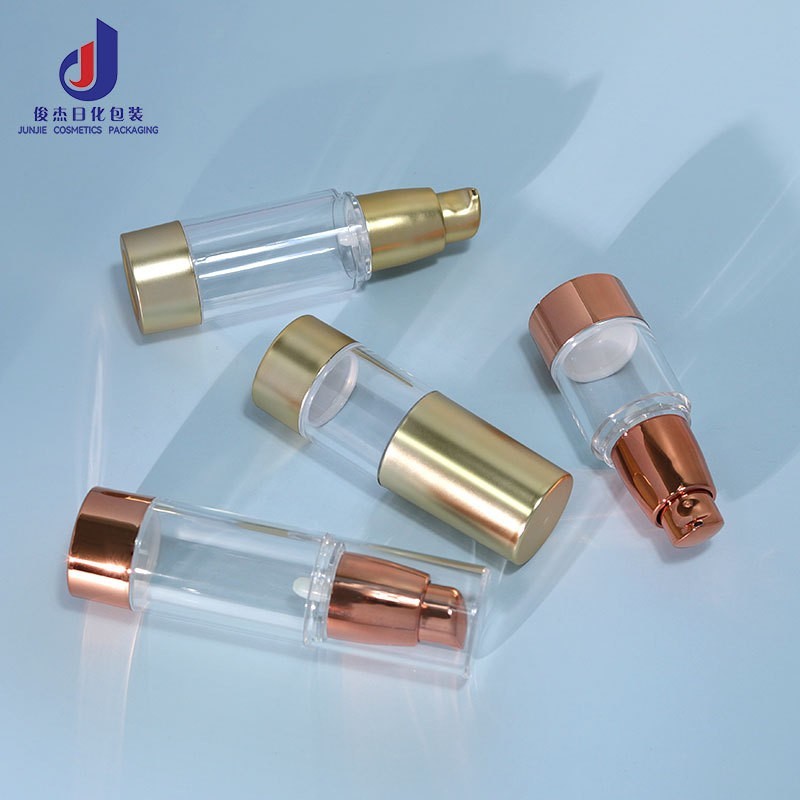 玫瑰金真空乳液瓶20ml透明粉底液瓶30ml圆柱形按压化妆品分装空瓶图2