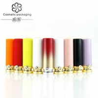 口红管空管 新款 加重镶钻 渐变多色圆形口红管 口红管定制