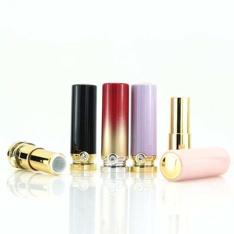 口红管空管 新款 加重镶钻 渐变多色圆形口红管 口红管定制图5