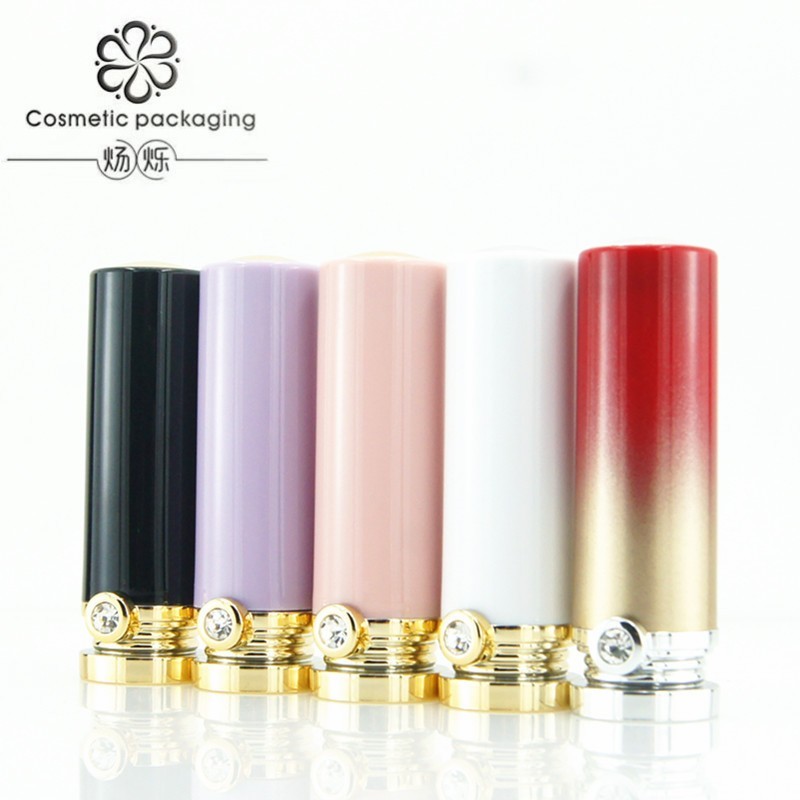 口红管空管 新款 加重镶钻 渐变多色圆形口红管 口红管定制图3
