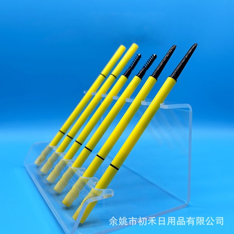 定制细长塑料双头眉笔壳带眉刷 塑料扁头圆管化妆品彩妆眉笔包材图3