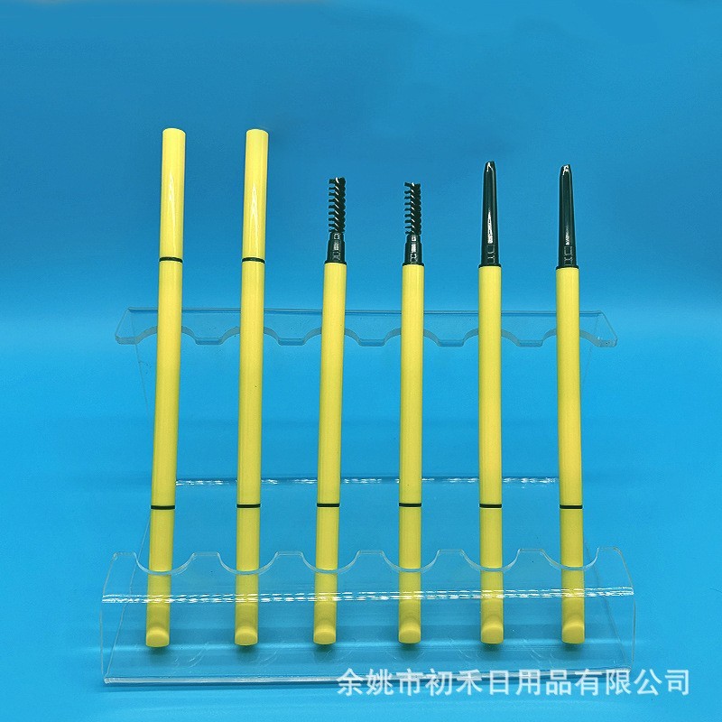 定制细长塑料双头眉笔壳带眉刷 塑料扁头圆管化妆品彩妆眉笔包材图2