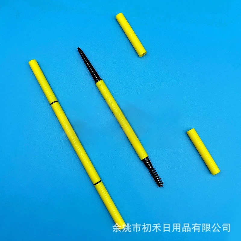 定制细长塑料双头眉笔壳带眉刷 塑料扁头圆管化妆品彩妆眉笔包材图4