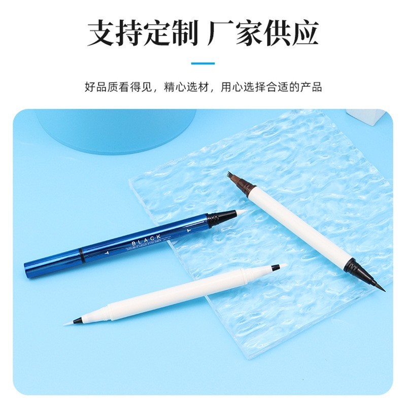 圆管双头眉笔管毛刷笔头滚珠水笔美妆眉笔管包材细笔尖图3