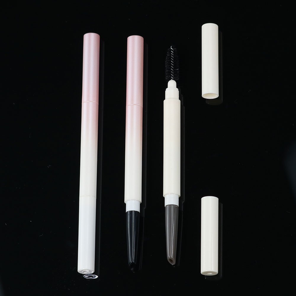 乳白奶油色眉笔管双头包材带眉刷 椭圆形内粉芯0.3g 电商跨境爆款图5